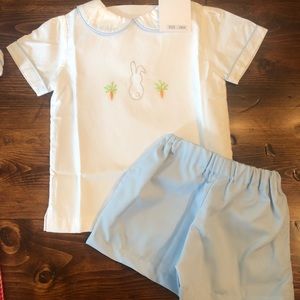 NWT proper peony 18m cottontail easter short set